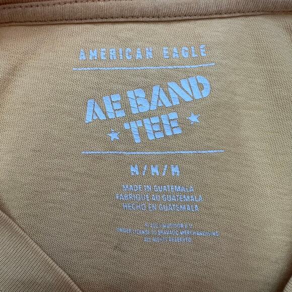 American Eagle Women's Band T-Shirt Size M Rolling Stones Graphic Butter Yellow - Picture 7 of 8